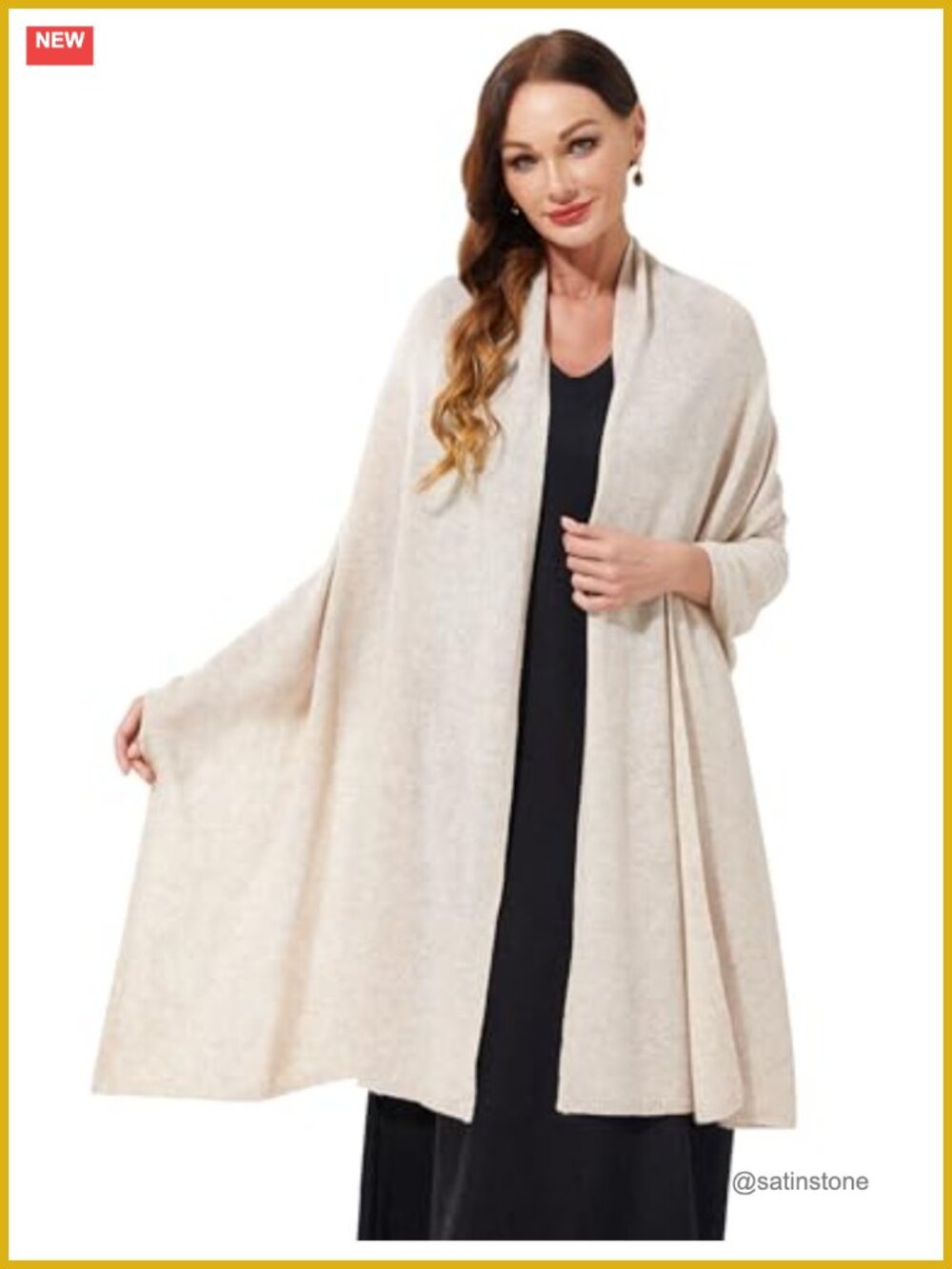 100% Cashmere Wrap Shawl Extra Large Knitted Scarf Stole for Women Travel